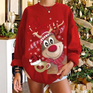 Sudadera Con Capucha Y Estampado Navideño De Poliéster