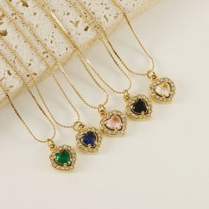 Fashion Pink Stainless Steel Diamond Love Necklace