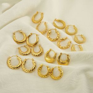 Fashion 8# Titanium Steel Twist Round Earrings