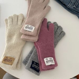 Guantes De Cinco Dedos Con Parche De Punto Mezclado