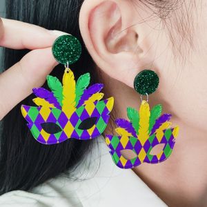 Fashion Mask Acrylic Geometric Mask Earrings