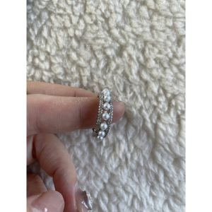 Anillo geométrico abierto de cobre con diamantes y perlas, personalizado (7-10 días)