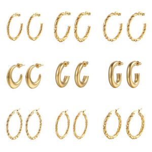Fashion Three-wire Twisted C-shaped Steel Color Ms-024 Stainless Steel C-shaped Earrings