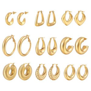 Fashion Glossy Hollow Earrings Steel Color Ms-002 Stainless Steel Geometric Round Earrings