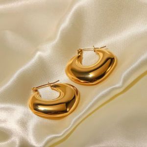 Fashion Gold Stainless Steel Heart Earrings