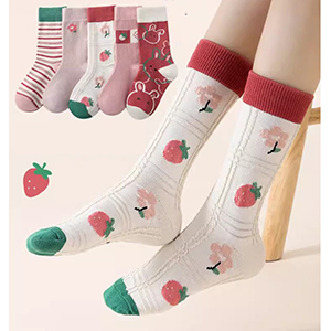 Calcetines Altos Infantiles Largos Estampados De Algodón