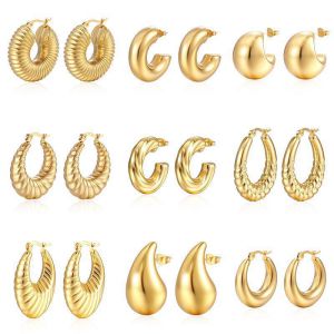 Fashion 12# Stainless Steel Geometric Round Earrings