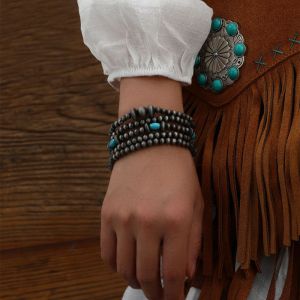 Pulsera Geométrica De Cuentas Turquesas