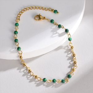 Pulsera De Acero Inoxidable Geométrica Redonda Turquesa