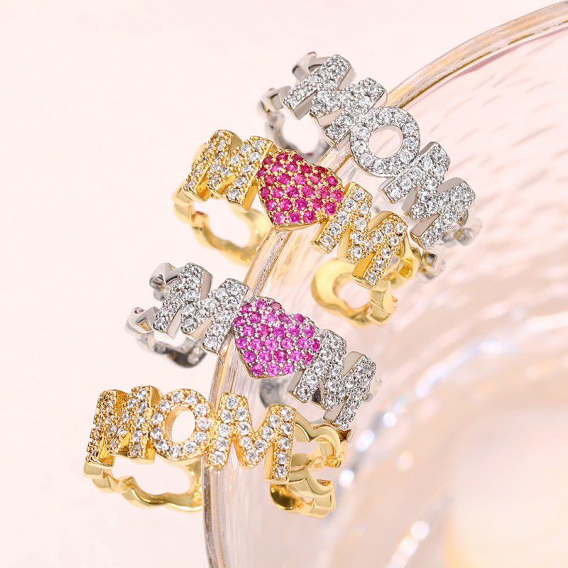 Fashion 4# Copper Diamond Letter Ring