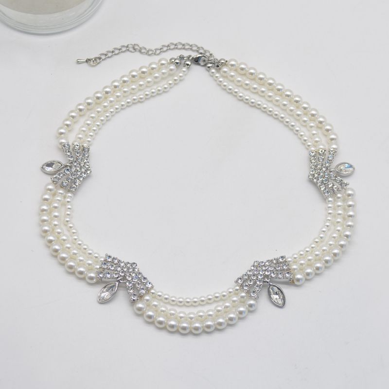 Collar Multicapa De Perlas Y Diamantes