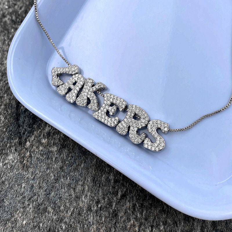 Collar De 26 Letras De Circonio Con Incrustaciones De Cobre