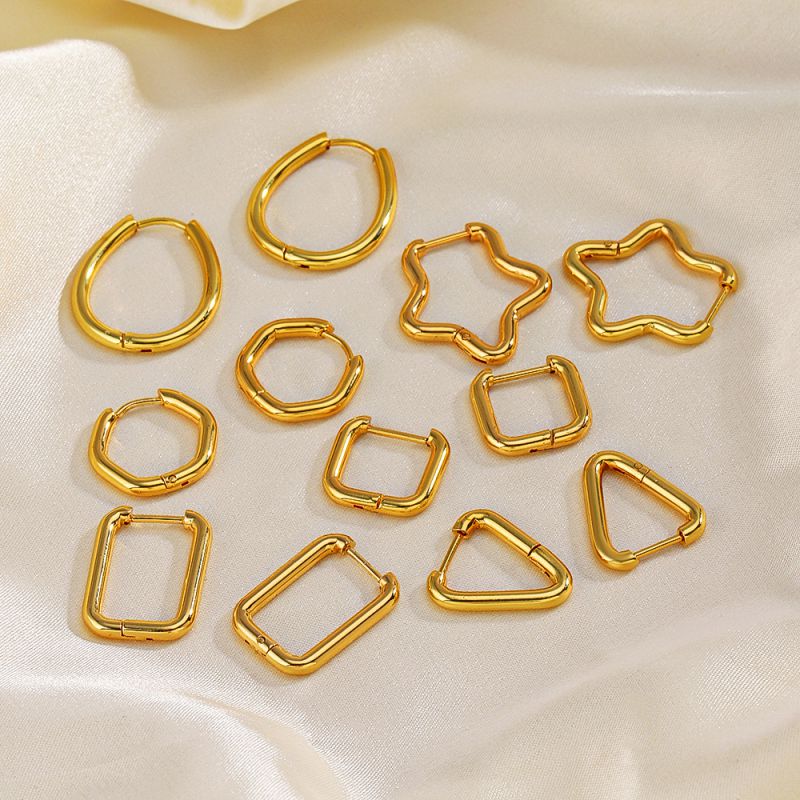 Fashion 16# Stainless Steel Geometric Round Earrings