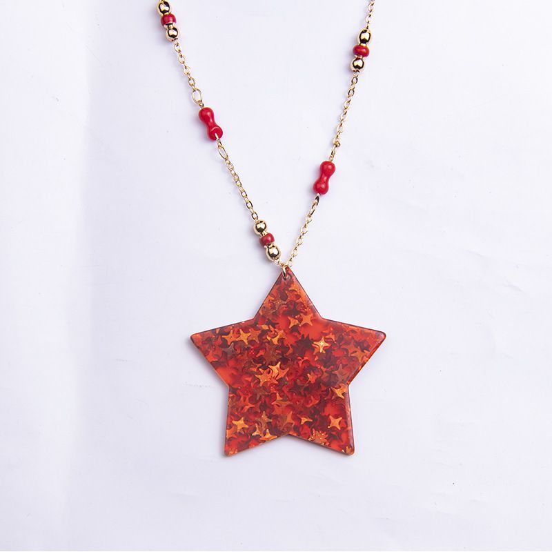 Fashion Colorful Star Necklace Copper Geometric Star Necklace