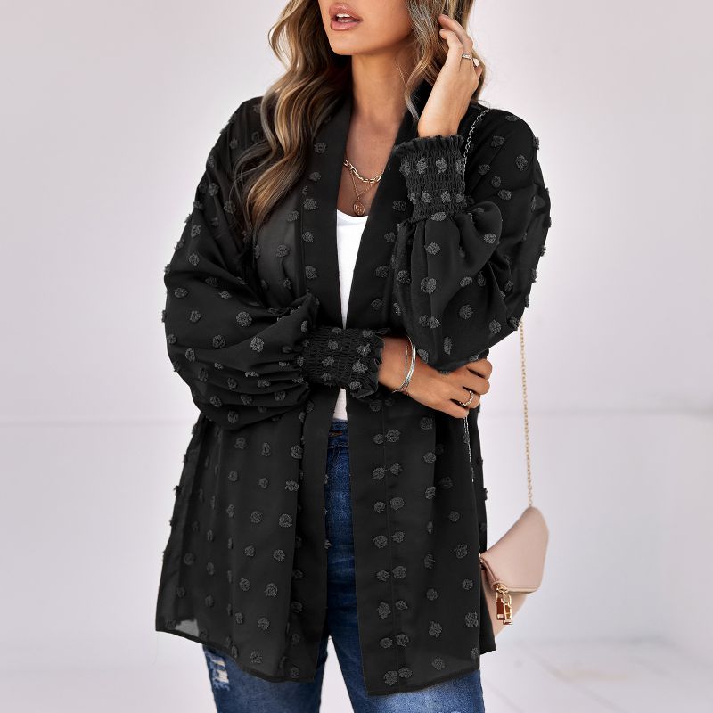 Chaqueta De Gasa De Manga Larga