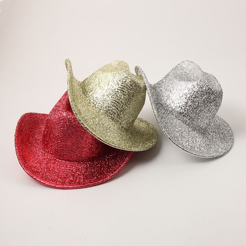 Fashion Rose Red Pearlescent Laser--top Of Ridge Laser Cocked Jazz Hat