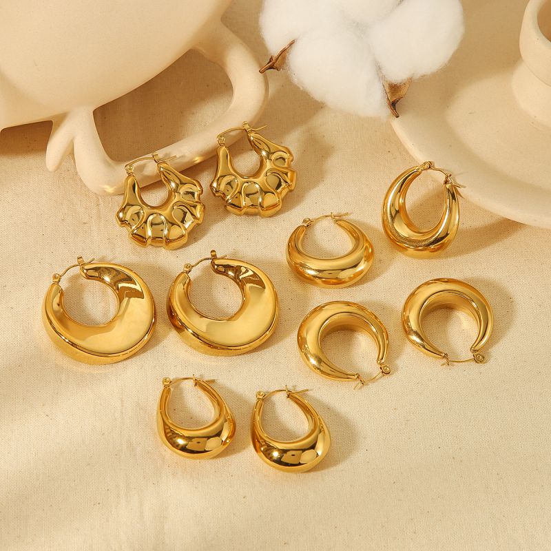Fashion 2# Stainless Steel Geometric U-shaped Earrings