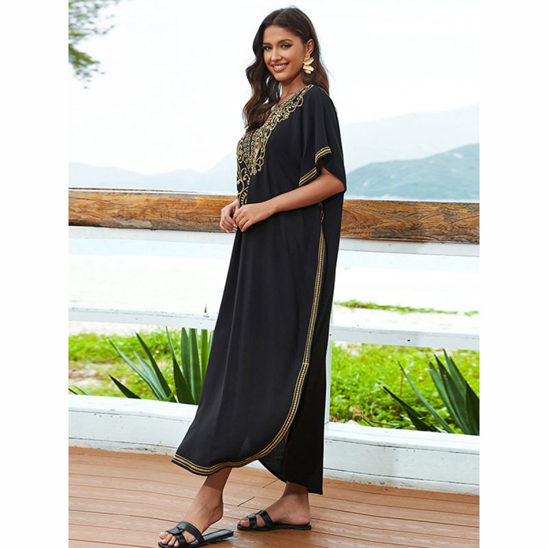 Blusa Vestido Maxi Bordada