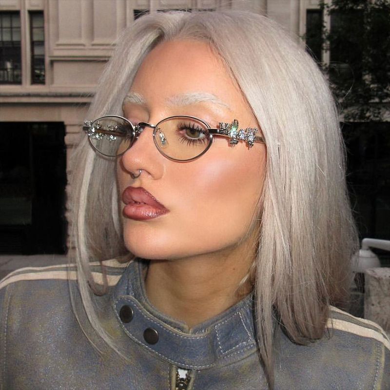 Fashion Gold Frame White Piece Pc Diamond Elliptical Plain Mirror