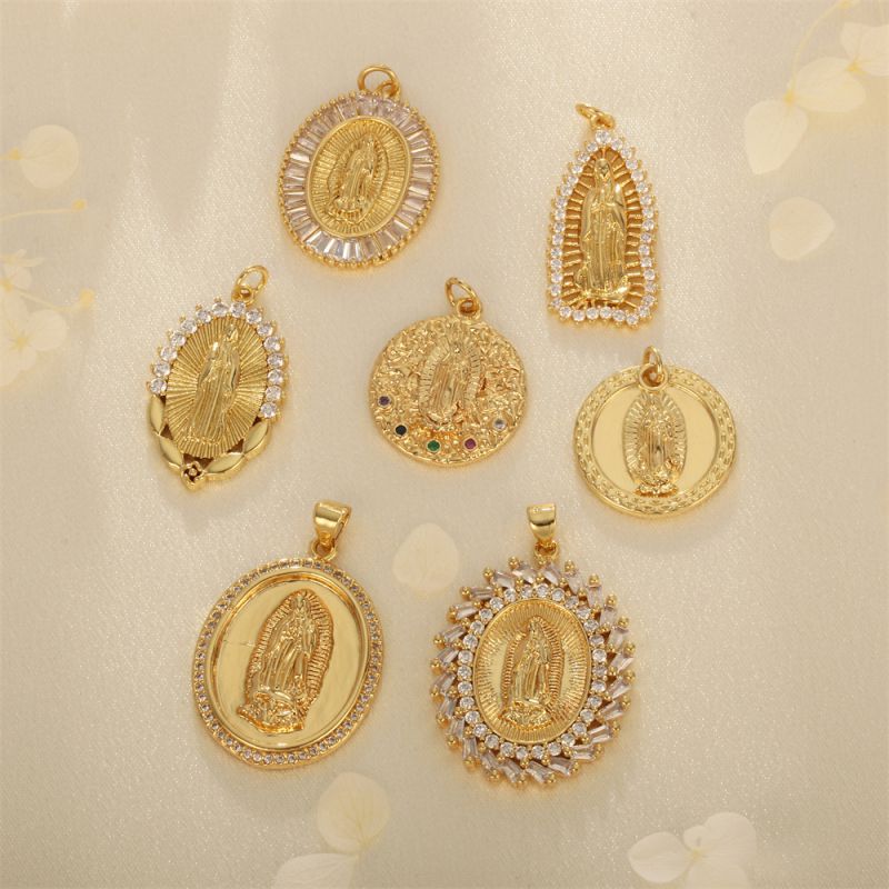 Fashion 9# Copper Inlaid Diamond Medal Diy Pendant