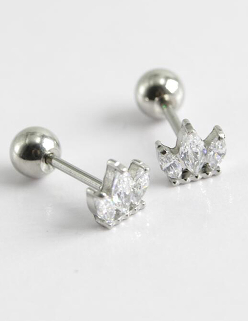 Aretes Perforantes Geométricos De Zirconio Con Incrustaciones De Metal (individuales)