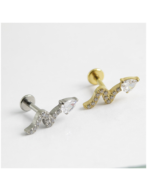 Aretes De Piercing De Serpentina De Circonio Con Incrustaciones De Acero De Titanio (individual)