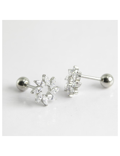 Aretes De Metal Con Forma De Flor Y Diamantes (individuales)