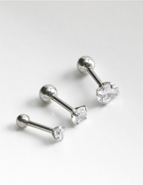 Aretes De Piercing Geométricos De Zirconio Con Incrustaciones De Acero De Titanio (individual)