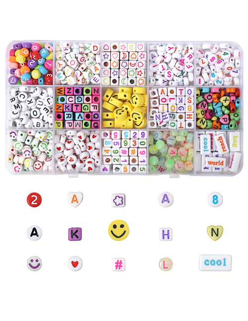 Caja De 15 Caras Sonrientes Alfanuméricas De Cerámica Suave Acrílica Material Diy