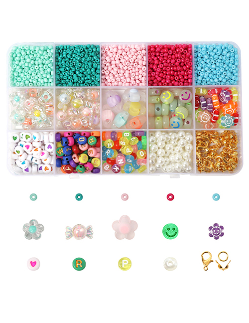 Cuentas De Arroz Acrílico Perla Letra Sonriente 15 Caja Conjunto Material Diy