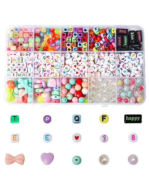 Acrílico Alfabeto Luminoso Número Cuentas 15 Cuadrícula Conjunto Caja Diy Material