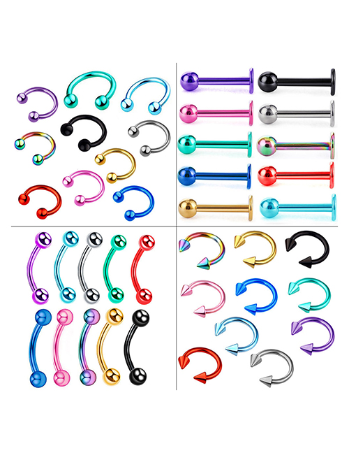 Juego De Pernos Para Cejas Con Piercing Geométrico De Acero Inoxidable