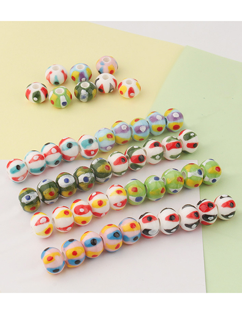 Cuentas De Porcelana Polka Dot Graffiti Agujero Grande Abalorios Accesorios