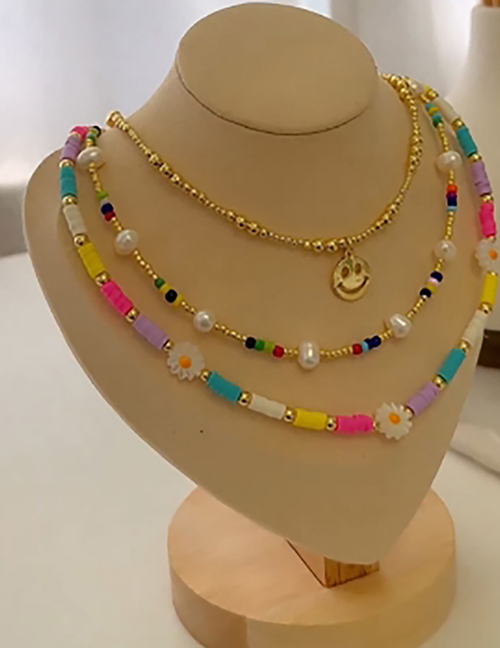 Fashion 1# Geometric Pearl Beaded Necklace