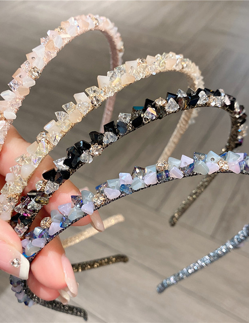 Fashion Black Geometric Crystal Slim Headband