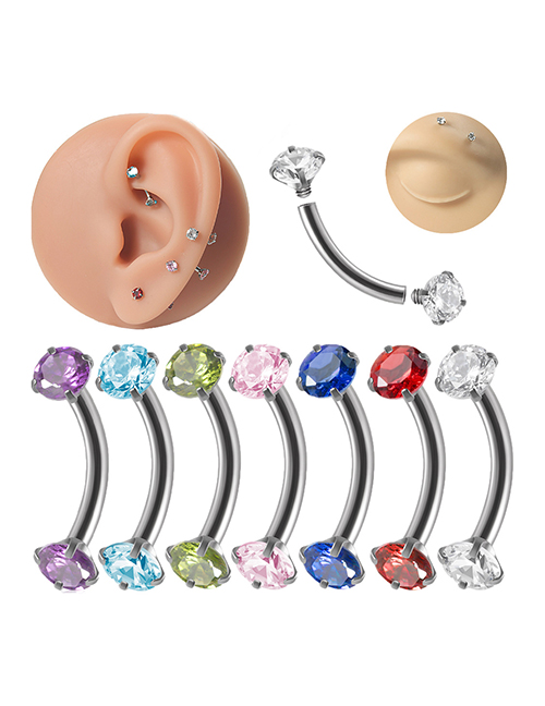 Piercing De Acero Inoxidable Con Incrustaciones De Circonio Redondo Barra Curva Clavo Para Cejas