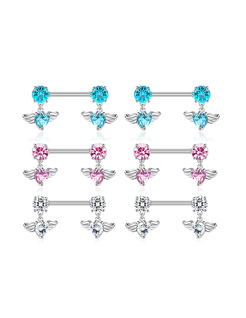 Piercing De Pecho De Ala De Corazón De Diamante De Acero De Titanio