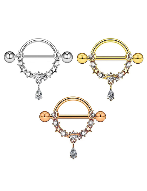 Diamante De Acero Inoxidable Gota De Agua Piercing Clavos De Pecho