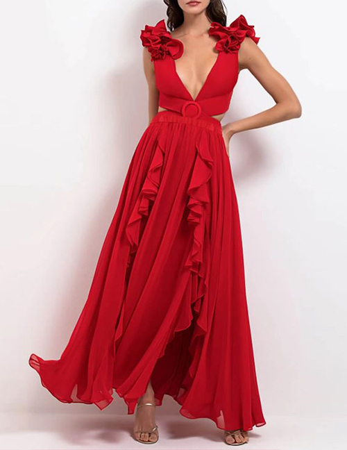 Fashion Black Wrap Skirt Polyester Irregular Beach Dress