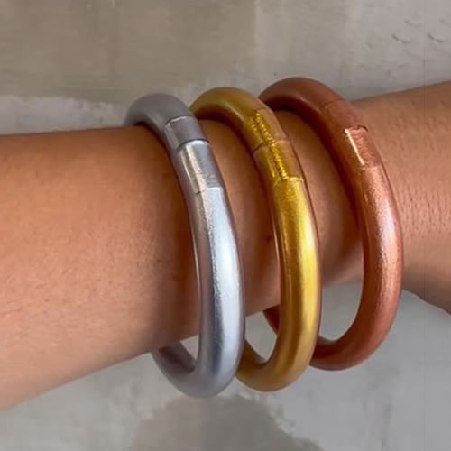 Fashion Silver Chunky Silicone Round Bracelet
