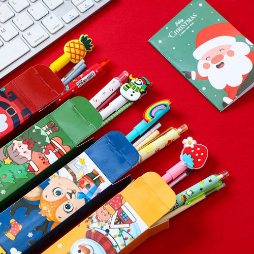 Fashion Yellow Blind Box Five-piece Set Christmas Surprise Blind Box Decompression Pen Stationery Set