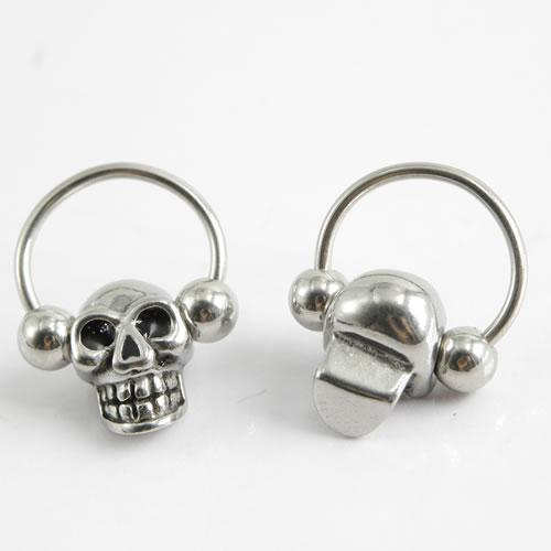 Fashion Just Color Single Titanium Steel Skull Earrings For Men (single)