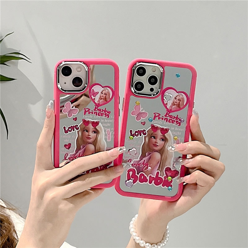 Funda De Tpu Con Estampado De Barbie Para Iphone + Pegatina De Diamante