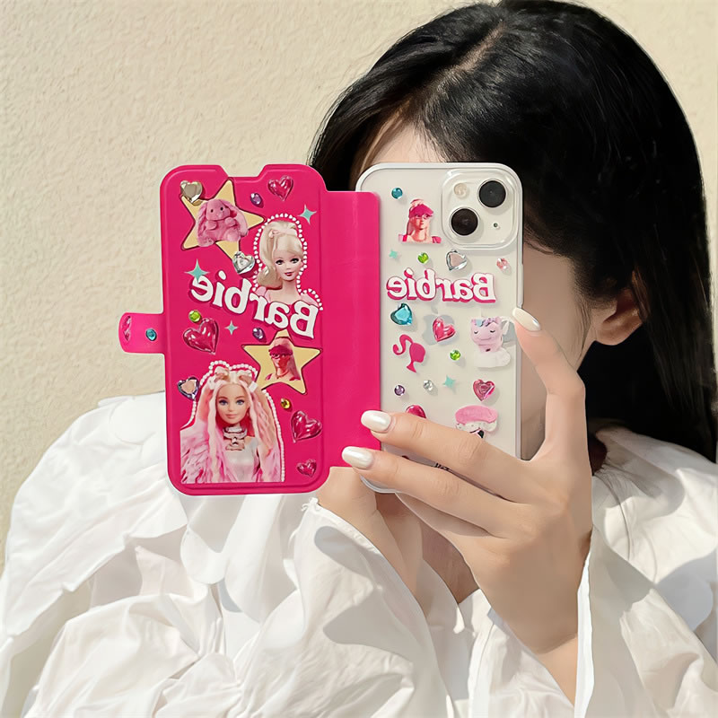 Funda De Iphone Con Estampado De Barbie De Dibujos Animados De Tpu + Pegatina De Diamante
