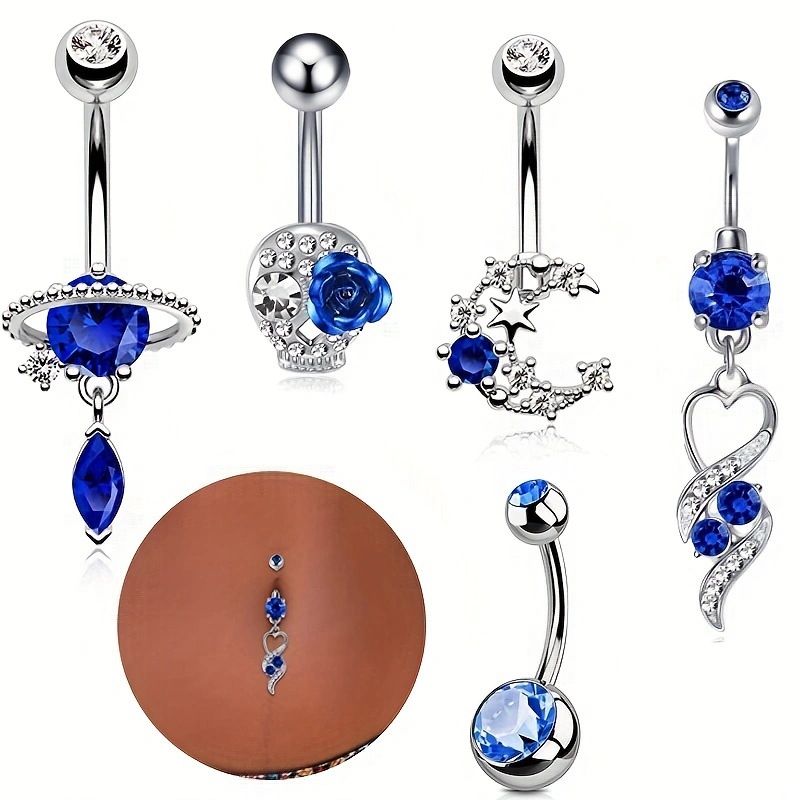 Fashion Love Money Stainless Steel Diamond Planet Piercing Belly Button