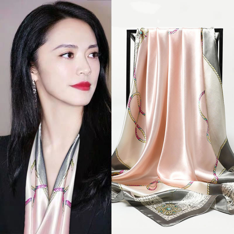 Fashion Sd01 Geometric Camouflage Silky Satin-print Silk Sun Protection Shawl