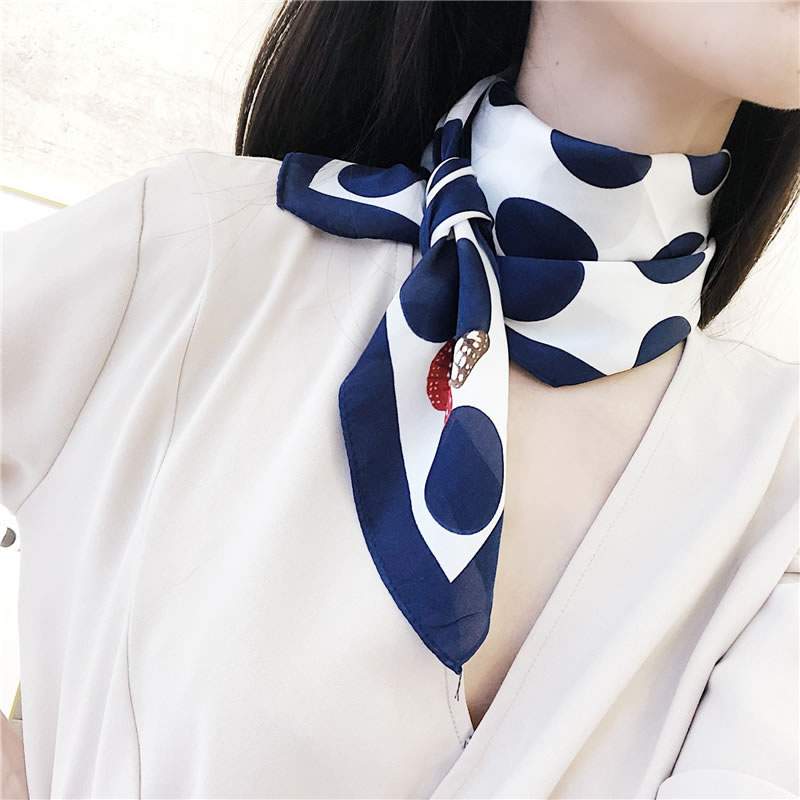 Fashion 70 Square Scarf Tibetan Blue Butterfly Faux Silk Printed Geometric Scarf