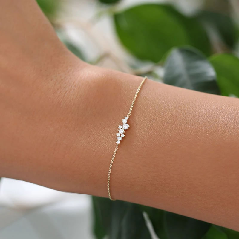Fashion Gold Metal Diamond Geometric Bracelet