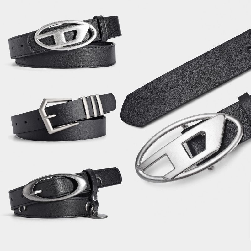 Fashion 3# Thin Leather Belt With Metal Buckle