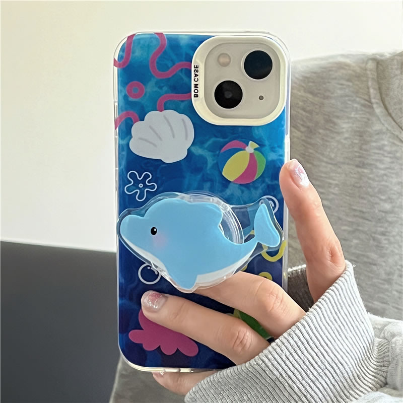 Funda Para Iphone Con Estampado De Silicona + Soporte Push-pull